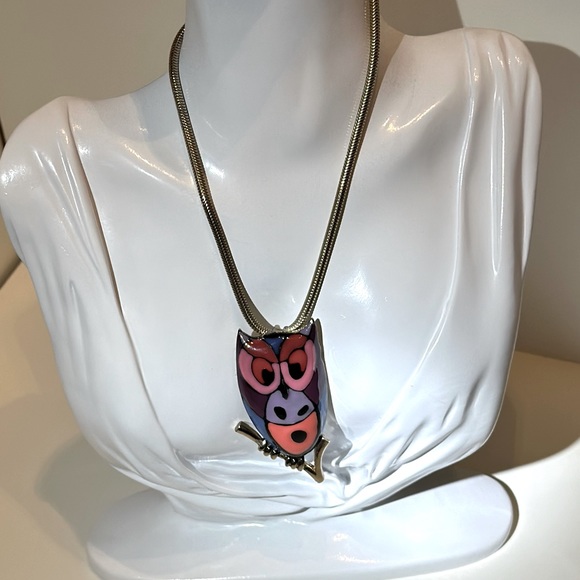 VNTG 70’s EISENBERG Enamel Owl Necklace - Picture 8 of 8